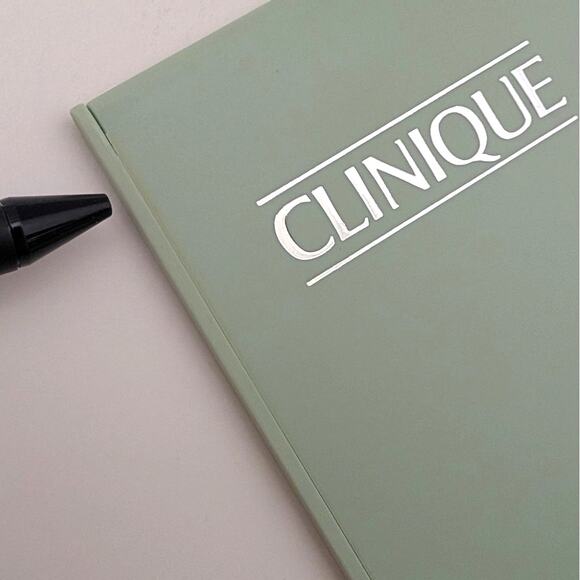 Vtg 90s Clinique Compact Travel Mirror 4.5" Fold Out Purse Make Up Green Logo - Picture 5 of 9